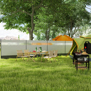 Camping Windbreak with Clear Windows and Steel Poles for Beach and Caravan Use Grey AOSOM