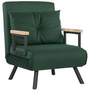 4 in 1 Velvet Feel Single Chair Bed with Pillow Converts to Lounger or Sleeper, Green