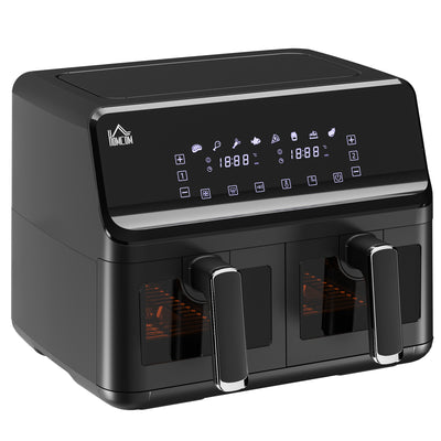 Dual Basket Air Fryer Oven 8L with Digital Display for Healthy Cooking 2500W Silver