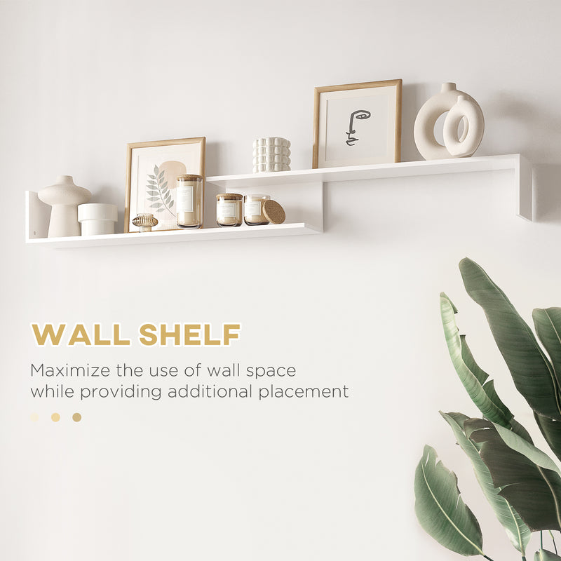 White and Natural TV Cabinet with Wall Shelf for 65 Inch Wall Mounted or 40 Inch Standing TVs