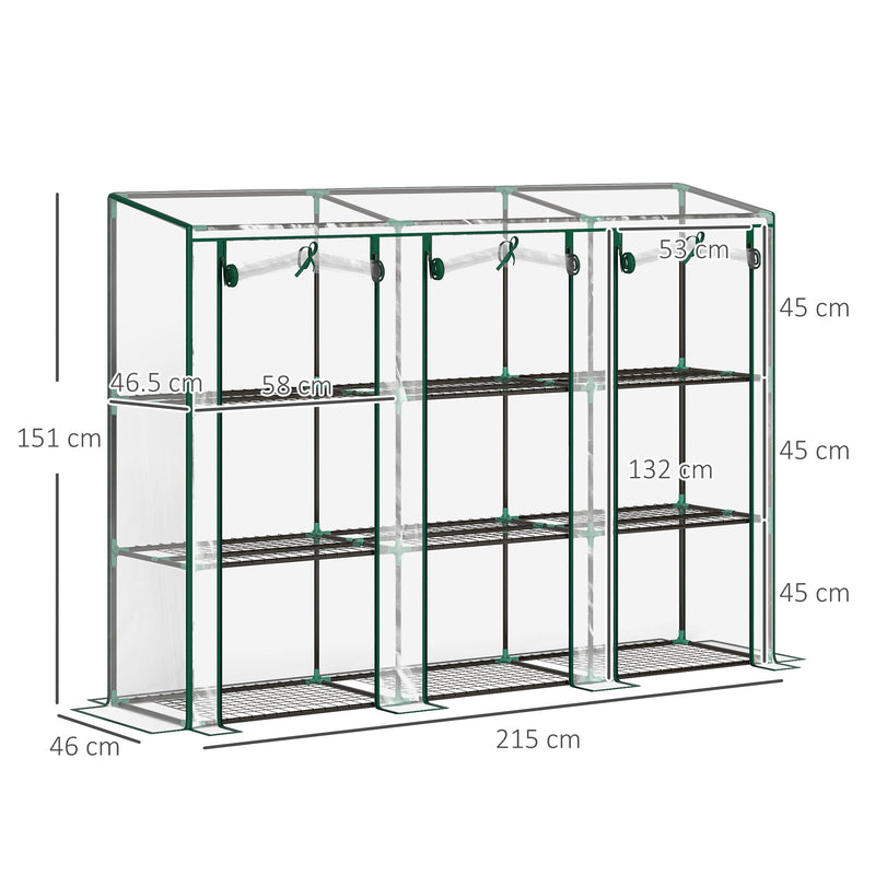 46 x 215cm Nine Shelf Walk In Greenhouse Portable Plant Grow House by Outsunny