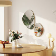 Set of 2 Decorative Pebble Wall Mirrors Ideal for Hallways or Bedrooms Gold Tone AOSOM