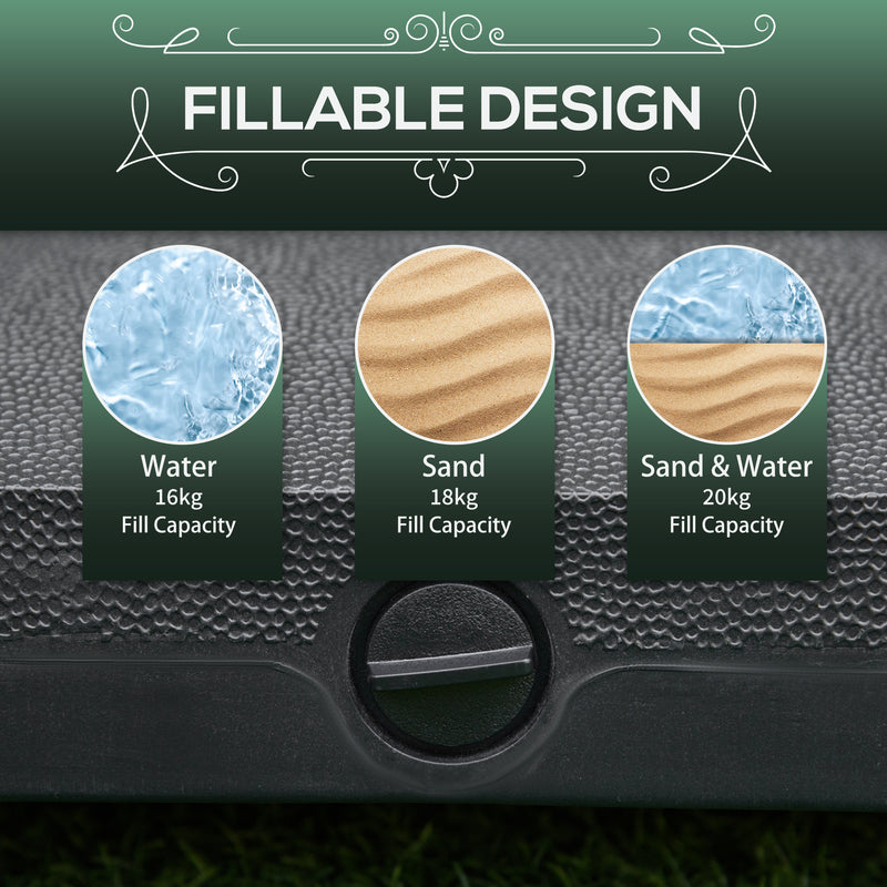 20kg Wheeled Parasol Base for Garden Umbrella Sand or Water Fill Heavy Duty Black