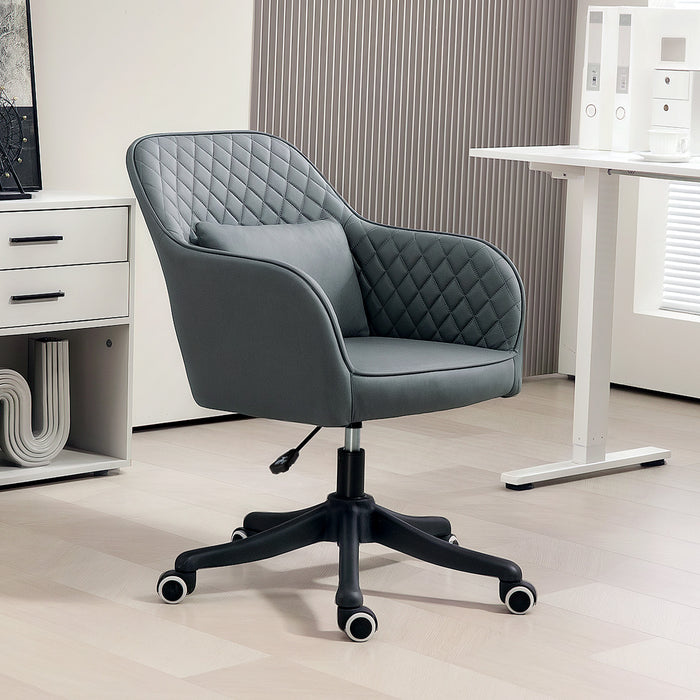 Grey Microfibre Office Chair with Massage Lumbar Support and Wheels for Home and Office by Vinsetto