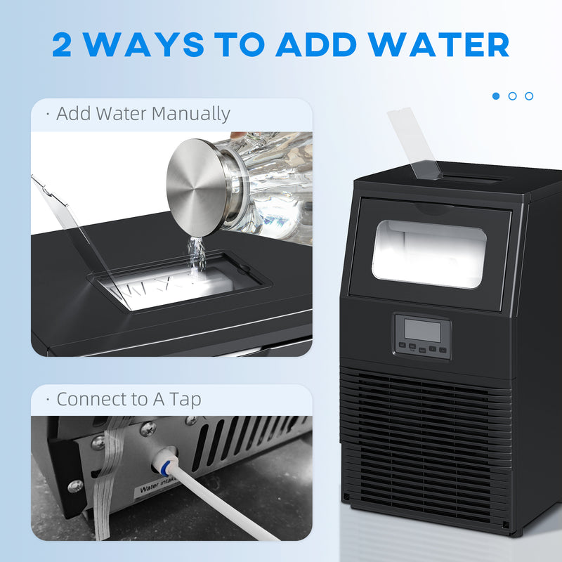 Commercial Ice Maker | 30kg Daily Output | Dual Water Supply | Black