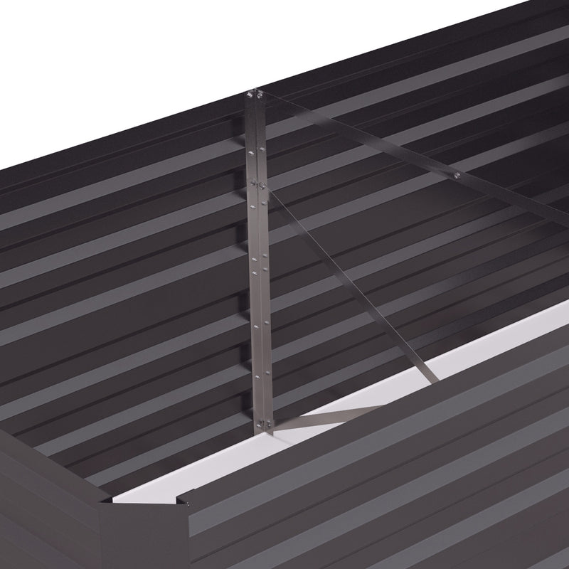 Dark Grey Galvanised Steel Raised Garden Bed With Reinforced Frame For Outdoor Planting