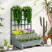 Grey 2 Tier Raised Garden Bed with Trellis Wooden Planter Box for Climbing Plants by Outsunny