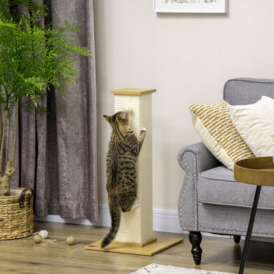 80cm Cat Scratching Post with Hanging Ball Toy and Sisal Rope for Indoor Play White