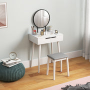 Dressing Table Set With Mirror Stool And Storage Drawers For Bedroom Vanity Use, White