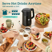 Electric Kettle with Fast Boil and Adjustable Temperature for Busy Family Mornings Black Homcom