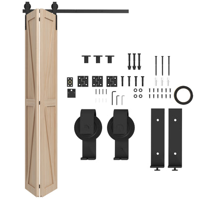 Sliding Door Track Kit for Folding Doors Space Saving and Quiet Operation Black AOSOM