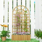 Wooden Raised Garden Planter With Trellis Ideal For Climbing Plants And Herbs Natural Outsunny