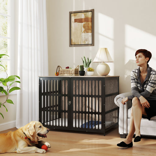 Extra Large Indoor Dog Crate with Anti-Chew Mesh and Secure Door by PawHut