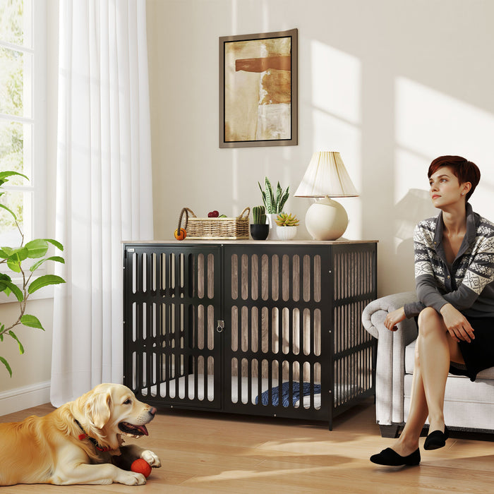Extra Large Indoor Dog Crate with Anti-Chew Mesh and Secure Door by PawHut