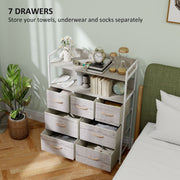 Rustic Wooden Chest of 7 Fabric Drawers with Natural Finish by HOMCOM