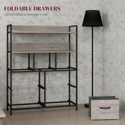 Tall Chest of 7 Fabric Drawers with Wood Effect Finish for Bedroom Storage Grey