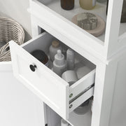 Tall Slim Bathroom Storage Cabinet with Shelves Drawer and Soft Close Door in White by HOMCOM