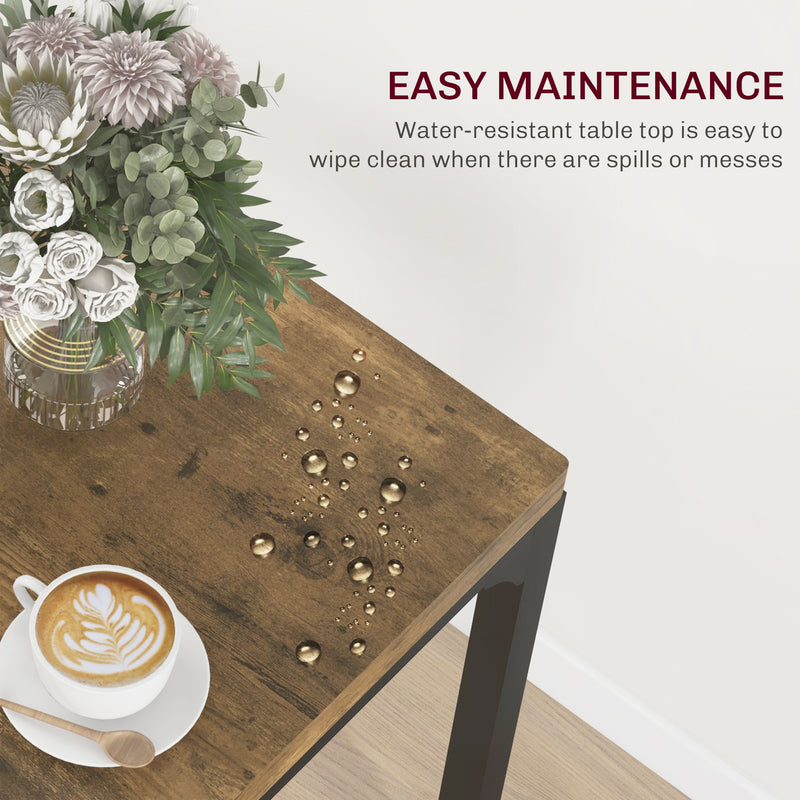 Three Piece Compact Dining Set with Table and Two Chairs in Rustic Brown