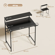 Computer Desk with Shelves and Cup Holder for Small Spaces Black AOSOM