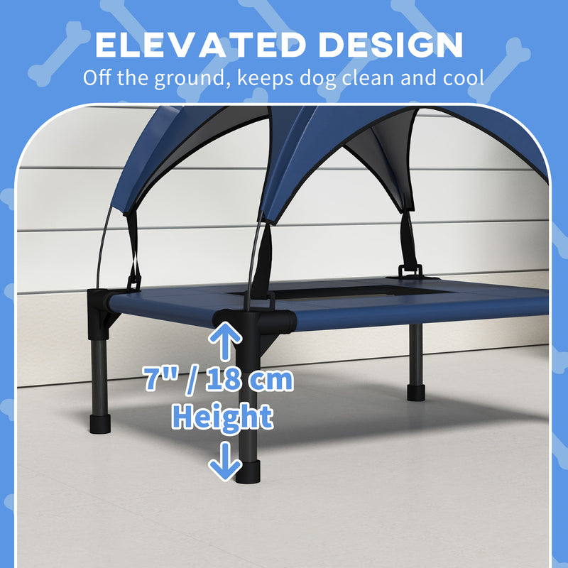 Elevated Pet Bed With Breathable Mesh For Small Dogs Ideal For Cool Comfort Dark Blue