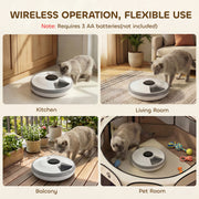 Automatic Cat Feeder With 6 Meal Scheduler and Ice Pack for Fresh Food White Grey AOSOM