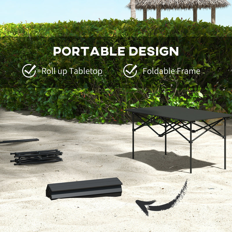 Folding Camping Table for Two with Quick Setup and Carry Bag Black
