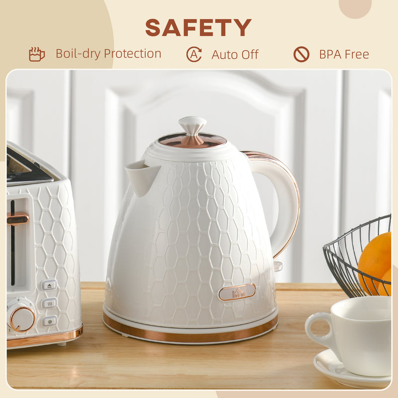 Cream 3kW Fast Boil Honeycomb Cordless  Kettle Fast Heating Lightweight Design by HOMCOM