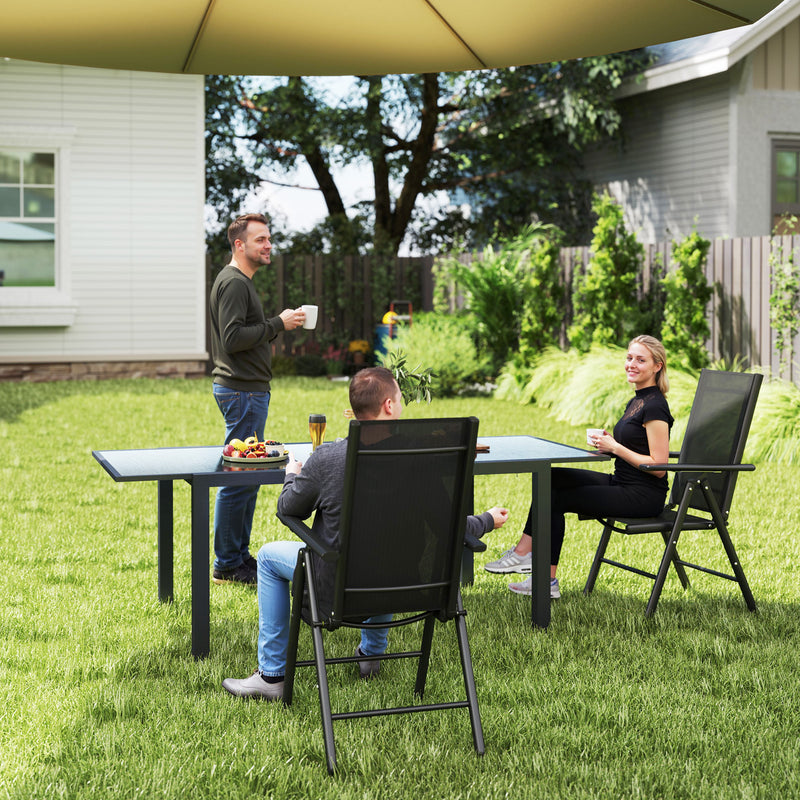 Set of 2 Folding Aluminium Camping Chairs with Breathable Mesh Back and Armrests by Outsunny