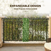 Expandable Garden Trellis Fence with Faux Eucalyptus Leaves for Patio or Balcony Privacy