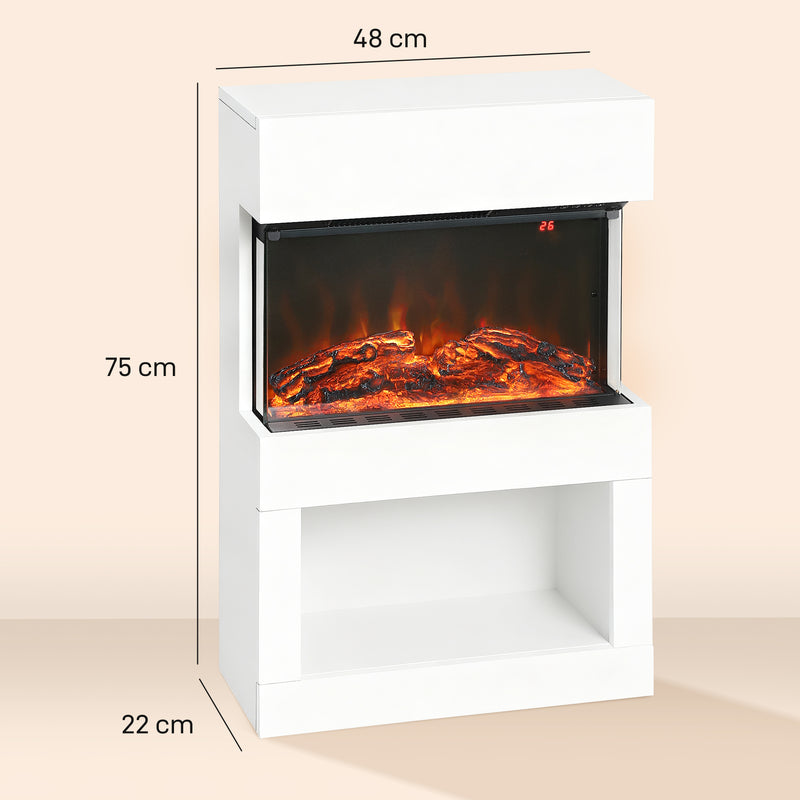 Electric Fireplace with 3D Flame Effect and Remote Control for Living Room Heating White