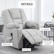 Electric Rise and Recline Chair for Elderly with Remote and Cup Holder Light Grey