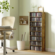 Tall CD Storage Tower Unit With 360 Degree Rotating Base For Home Organisation Rustic Brown Homcom