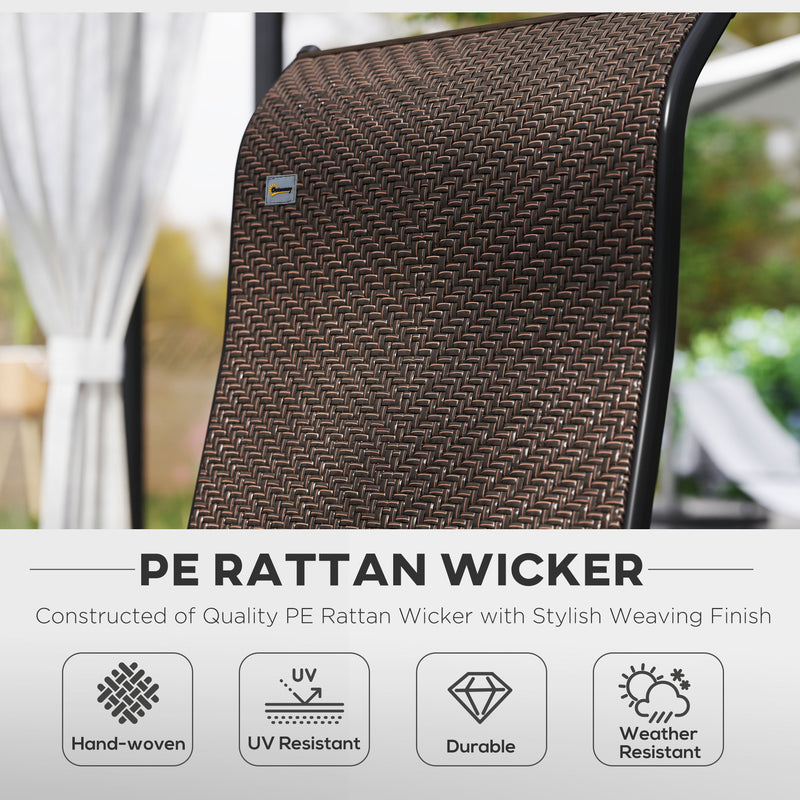 Set of Four Folding Garden Chairs with Adjustable Backs Dark Brown by Outsunny