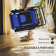 Set of 2 Blue Zero Gravity Reclining Garden Chairs with Shade Cup Holder and Cushion by Outsunny