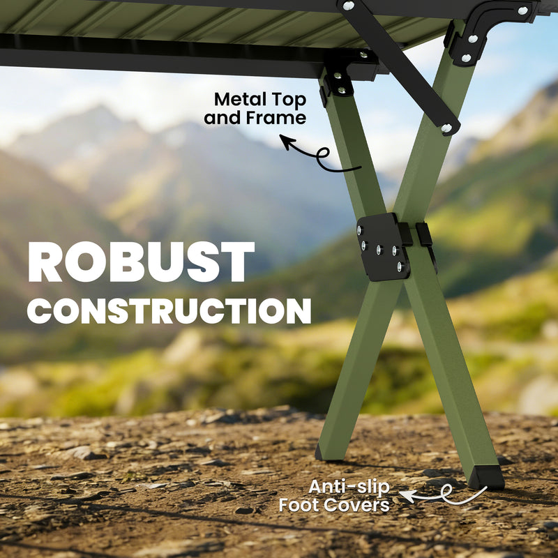 Folding Camping Table for Outdoor Picnics with Waterproof Surface and Easy Storage Green