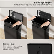 20L Pedal Kitchen Bin with Soft Close Lid and Removable Inner Bucket Matte Black AOSOM