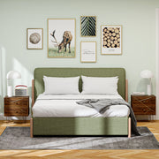 Set of 2 Brown Wooden Bedside Tables with Drawers and Gold Hairpin Legs by HOMCOM