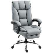 Reclining Faux Leather Swivel Office Chair with Adjustable Backrest for Home Work Black