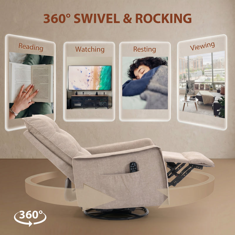 Massage Recliner Chair with Heat and Swivel for Relaxing Evenings Brown