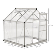 6x6ft Polycarbonate Greenhouse with Sliding Door for Garden Growers Clear AOSOM