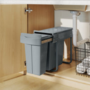Pull Out Kitchen Bin with Dual Compartments for Hidden Waste and Recycling Grey Homcom
