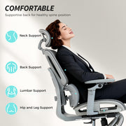 Ergonomic High Back Mesh Office Chair With Lumbar Support For Home Desk Use Grey AOSOM