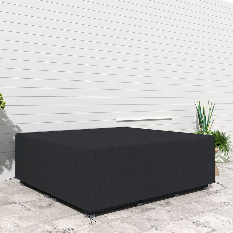 Black Waterproof Rattan Sofa Set Cover 600D Oxford Fabric UV Protection by Outsunny