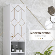 Tall White Freestanding Bathroom Storage Cabinet With Doors and Adjustable Shelves by HOMCOM