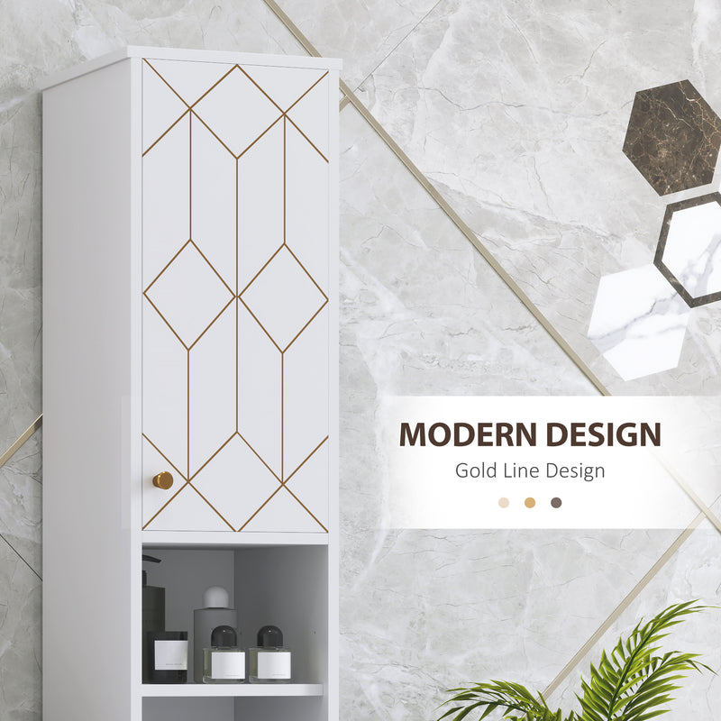 Tall White Freestanding Bathroom Storage Cabinet With Doors and Adjustable Shelves by HOMCOM