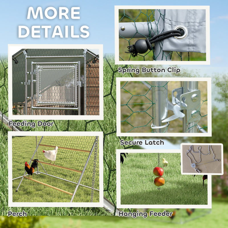 Walk in Chicken Run with Cover Feeding Door Feeder and Perch for 6 8 Poultry by PawHut