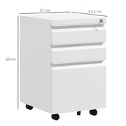 White 3 Drawer Lockable Steel Filing Cabinet with Pencil Tray for A4 and Legal Size by Vinsetto