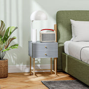 Set of Two Grey Bedside Tables with Gold Legs Storage by HOMCOM