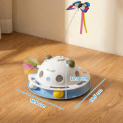 Automatic Interactive Cat Toy for Indoor Play and Exercise with Feathers and Butterfly Blue White Pawhut