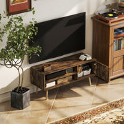 Brown TV Stand for TVs up to 55 Inches with Open Shelves and Cable Management